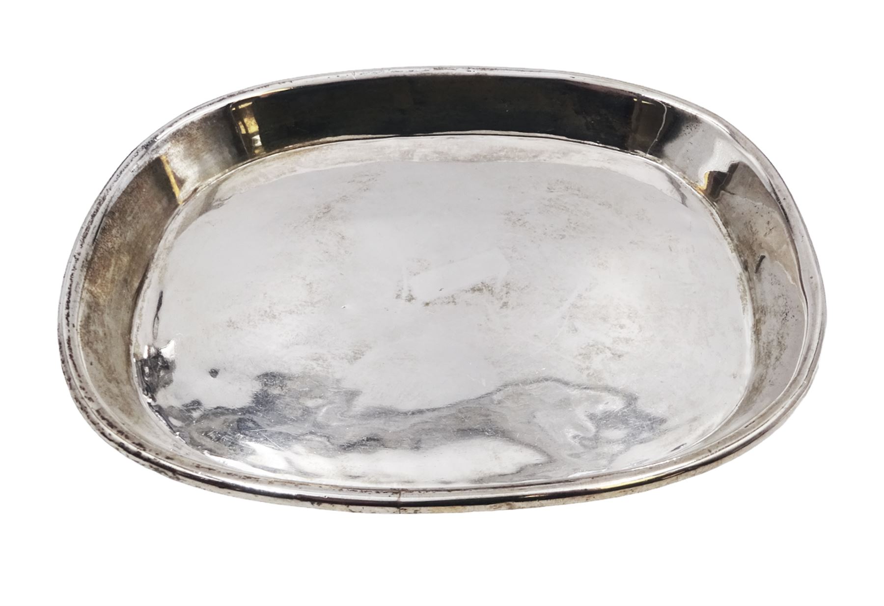 Mexican silver tray, of rectangular form with rounded corners and rolled rim, stamped Mexico 925, L22.5cm, W18cm