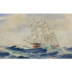 Cecil Hallam (British 20th Century): ‘Naomi’ Schooner, watercolour signed, titled verso 30cm x 48cm 