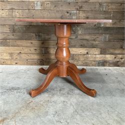 4 x rosewood finish square pedestal restaurant tables