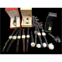 Collection of manual wristwatches including Tissot Seastar, Mappin automatic, HY. Moser braille Waterford silver quartz, Bulova, Tissot quartz, Technos, Sekonda, Avia etc, silver Victorian coin, watch straps etc 