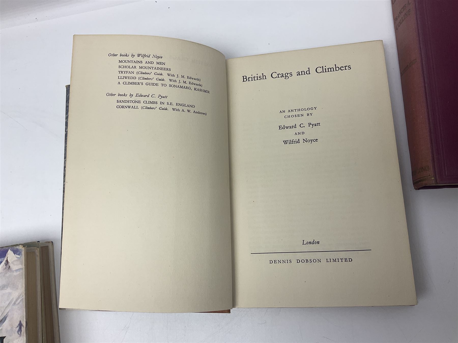 Mountaineering - twenty-six books including The West Face by Guido Magnone; The Conquest of Fitzroy by M.A. Azema; British Crags and Climbers by Pyatt & Noyce; A Mountain Called Nun Kun by Bernard Pierre; Mountain Climbing by Francis A. Collins; works by Frank S. Smythe, Edward Whymper, Arnold Lunn etc (26)