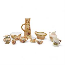 Royal Worcester porcelain including a blush ivory twin-handled basket, shape no. 2365, L13...