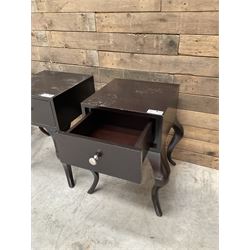 4 x rosewood bedside tables, and a two drawer console table