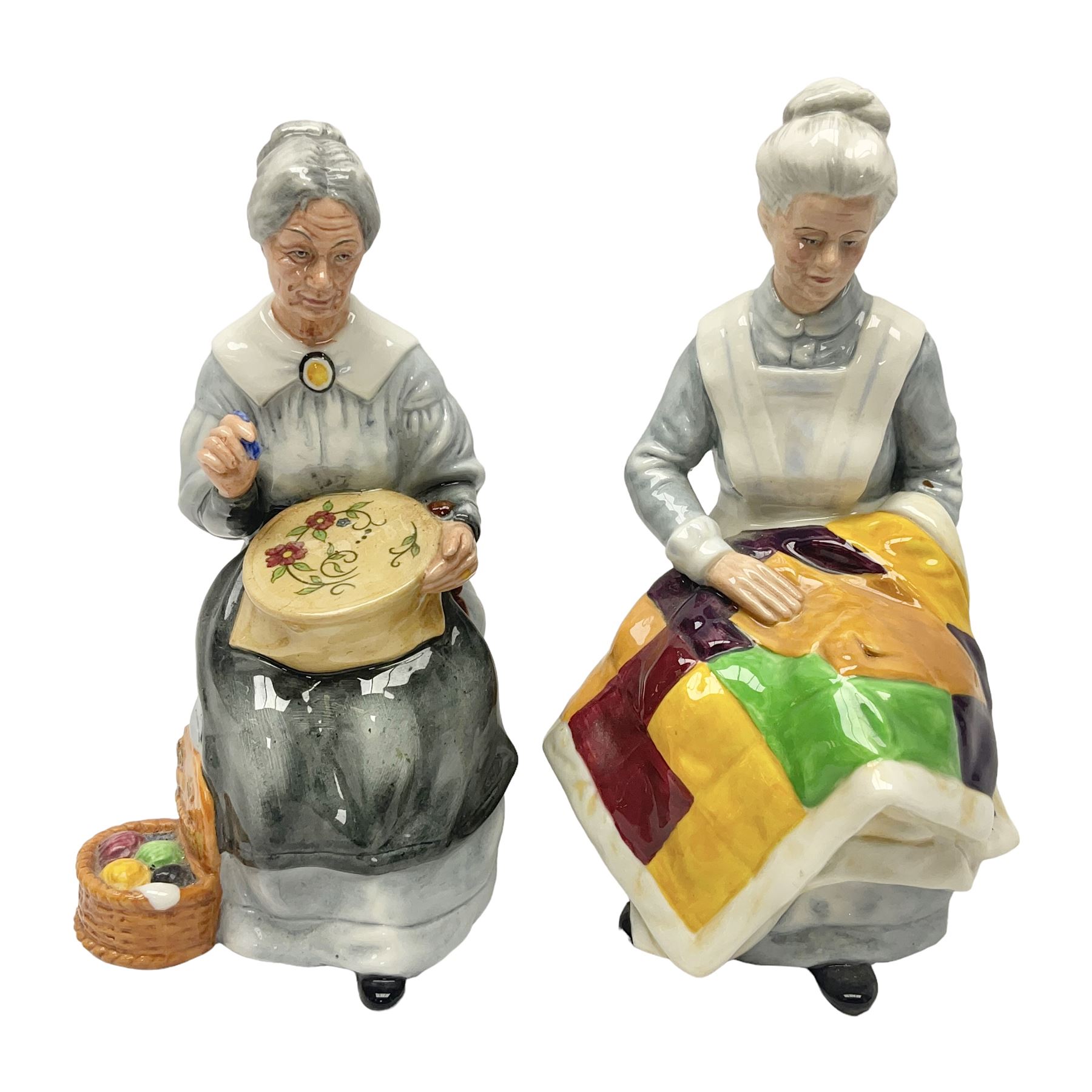 Two Royal Doulton figures, Embroidery HN2855 and Eventide HN2814