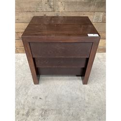 5 x rosewood bedside chests, fitted with thee tiered soft-close drawers