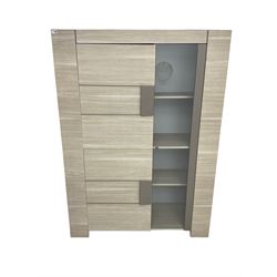 Wayfair Veasley - washed oak finish display cabinet wall unit, enclosed by single glazed door and two cupboard doors