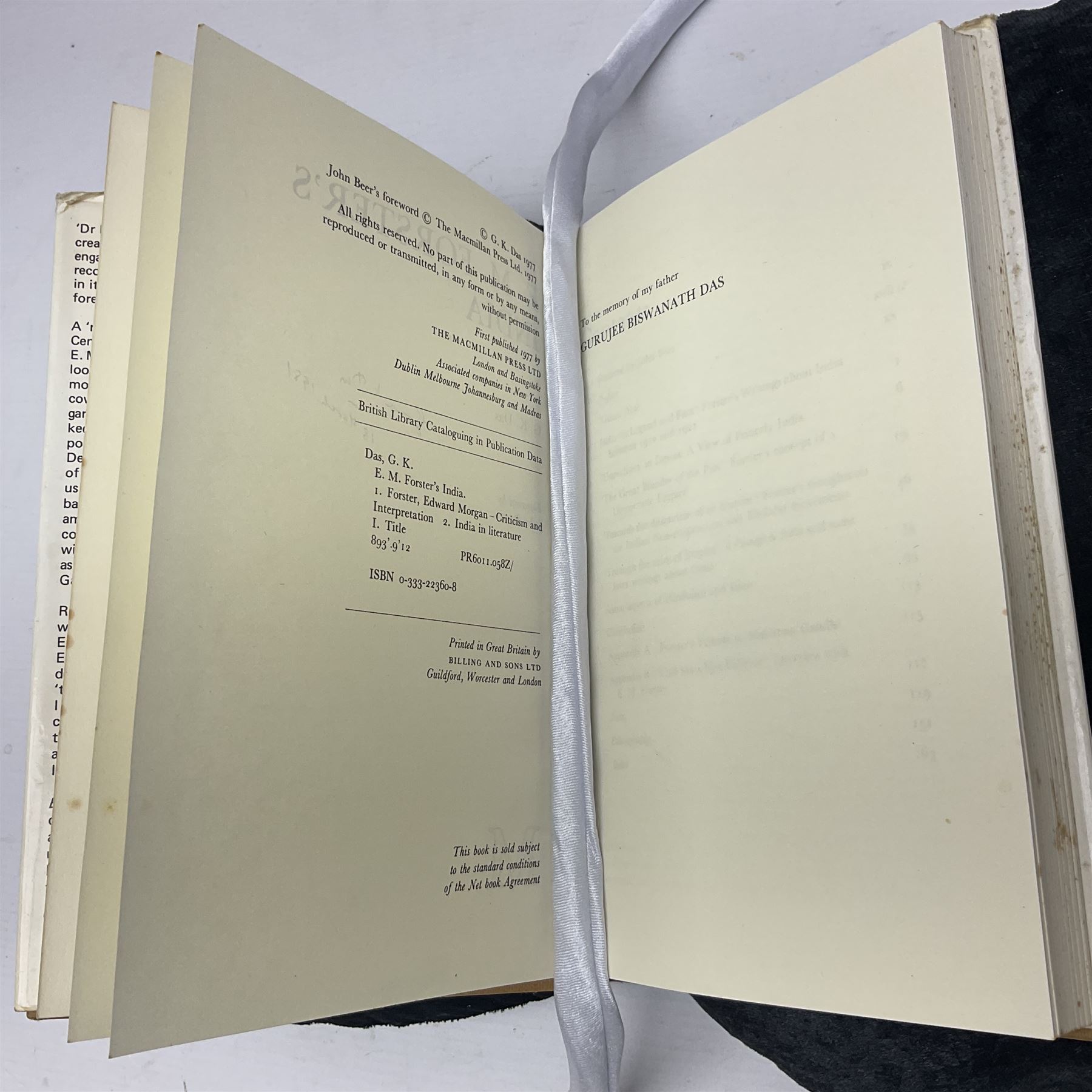 G.K. Das; E.M. Forster's India, Billing and Son's Ltd, London 1977, signed and dated by author  