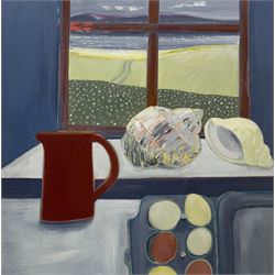 Suzanne Stuart Davies (British 1946-): 'A Window in Wester Ross', oil on board signed with initials, titled on artist's studio label verso 50cm x 50cm