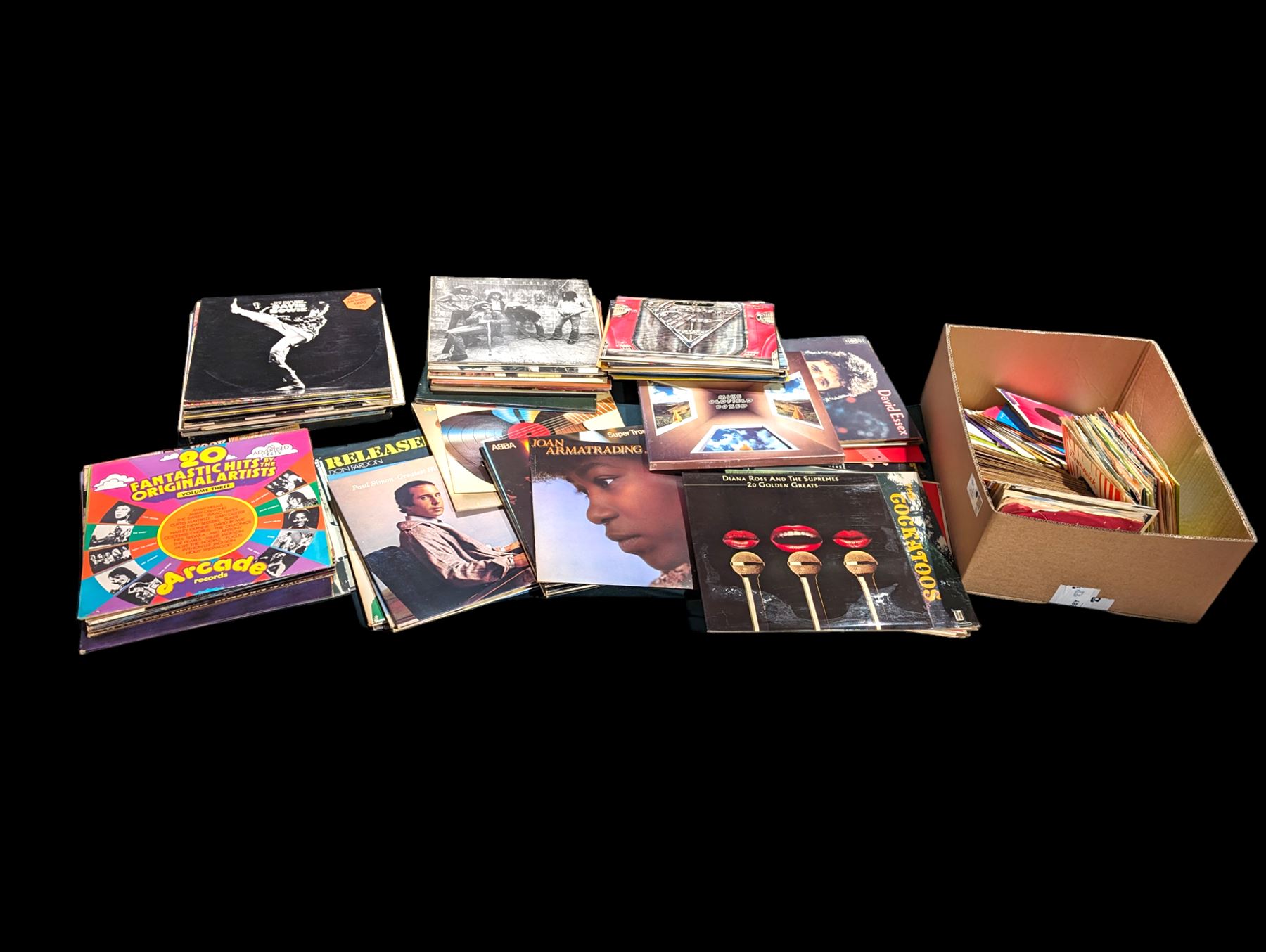 Collection records and 7 inch singles, including Elvis, Abba, Fleetwood Mac, etc 