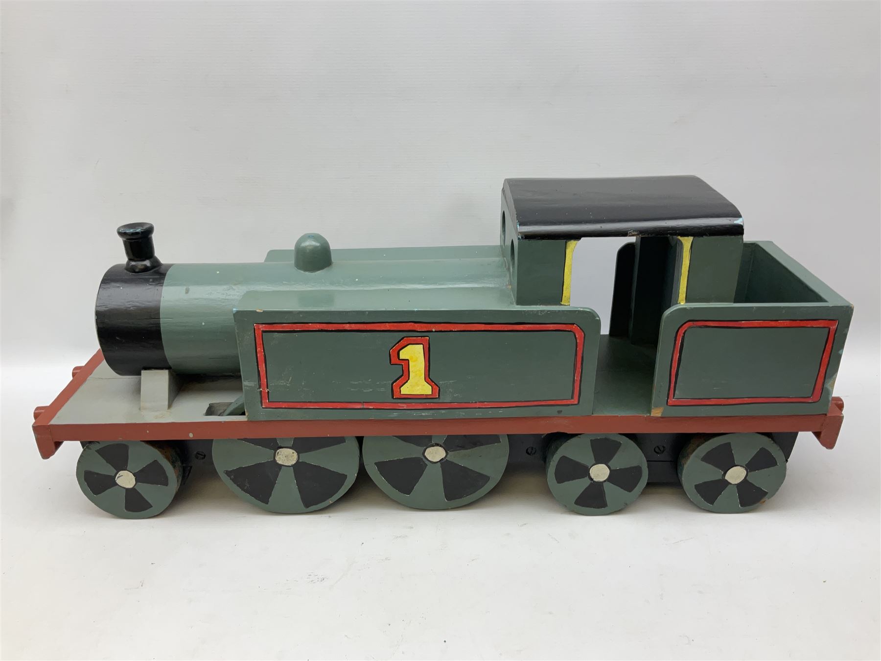 Large scratch-built wooden model of Thomas the Tank Engine L82cm