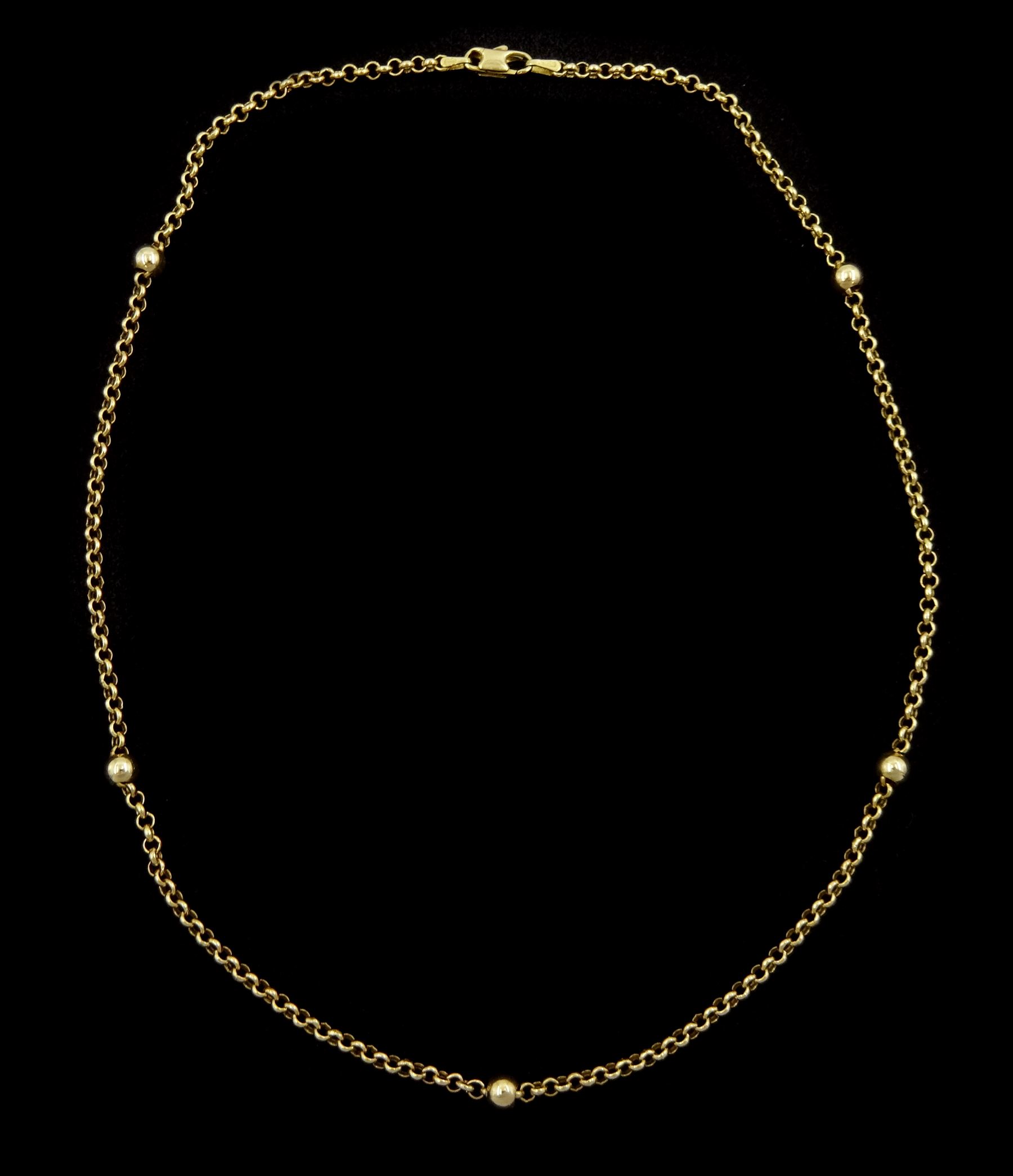 9ct gold belcher and ball link chain necklace, stamped 375