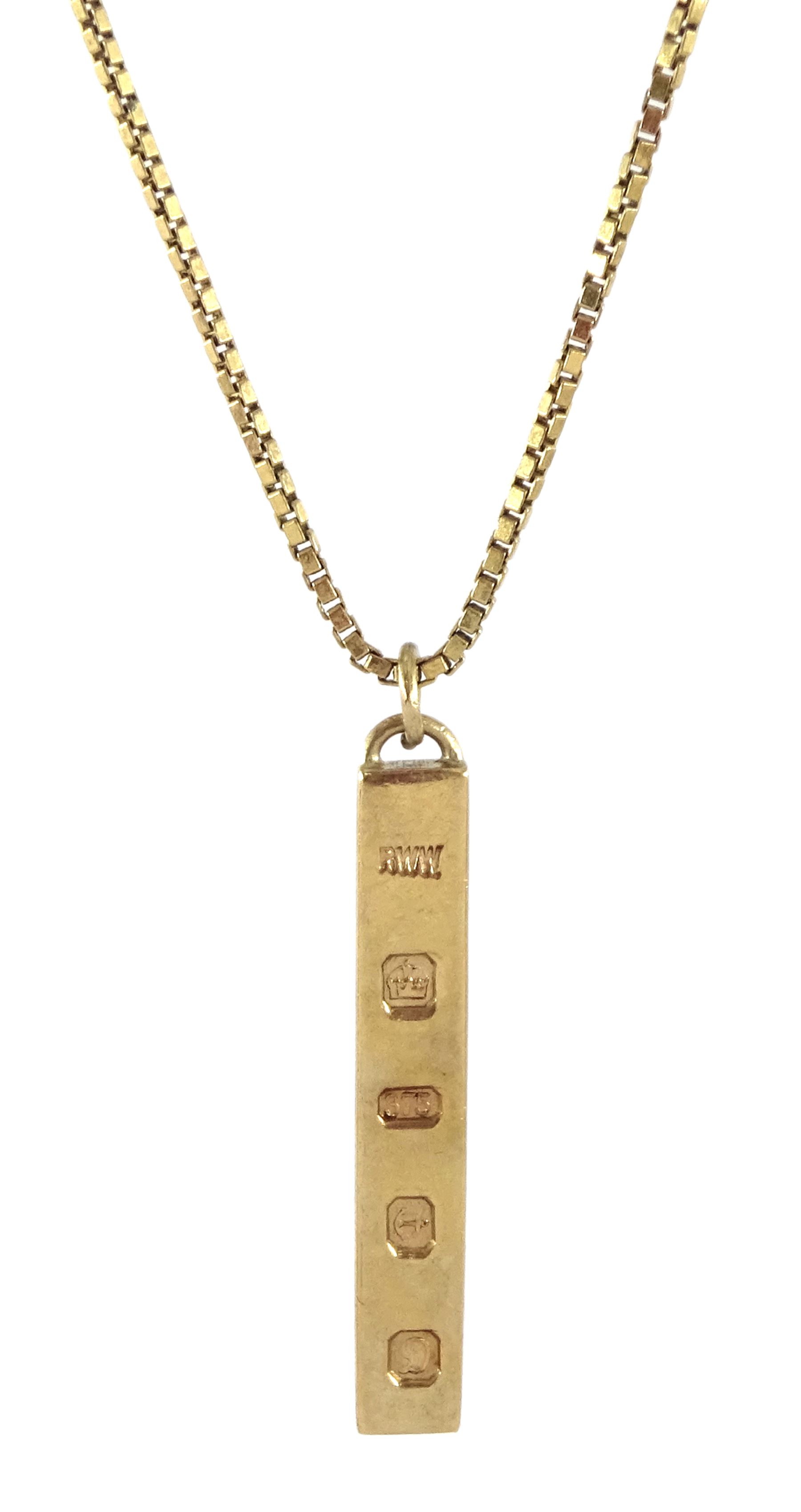 9ct gold ingot pendant necklace, hallmarked