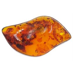 Large silver amber brooch, Sheffield import mark