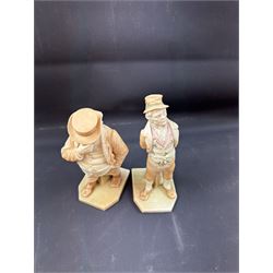 Two Royal Worcester blush ivory figurines, comprising Irish Man and John Bull, both with printed mark beneath, H18cm