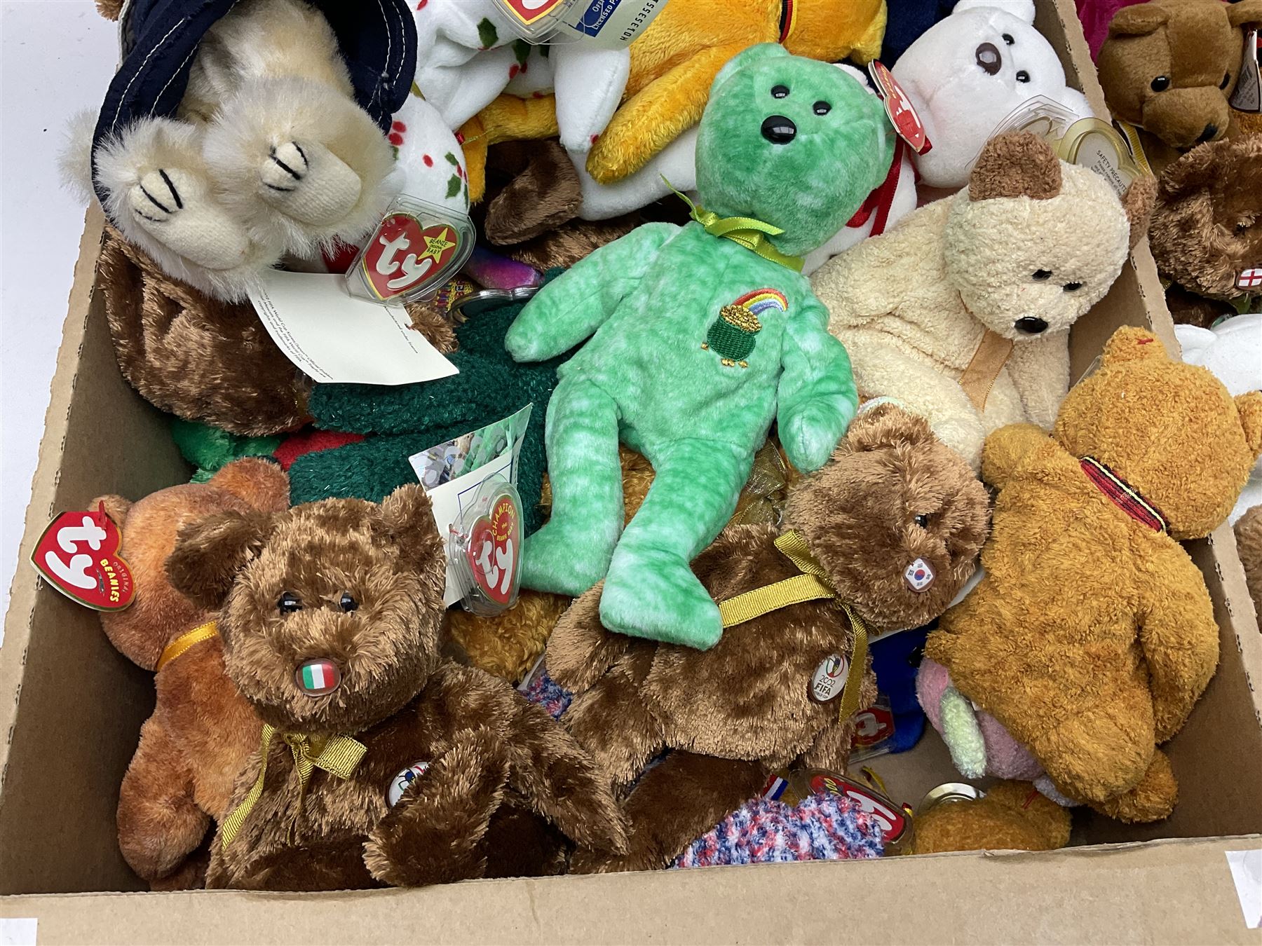 Fifty Ty Beanie babies, including Dublin, Haunt, Star, Premier, Valentine, Fuzz etc 