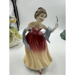 Seven Royal Doulton figures, including Amy's Sister HN3445, Elyse HN2474, With Love HN3393 etc