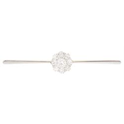 Early 20th century 15ct gold and platinum, nine stone old cut diamond cluster brooch, stam...