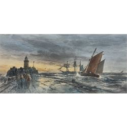 George Gregory (British 1849-1938): 'A Stormy Sunset', watercolour signed titled and dated...