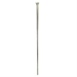 Blown glass walking stick with a metallic silver interior coloring and ribbed stem, L114