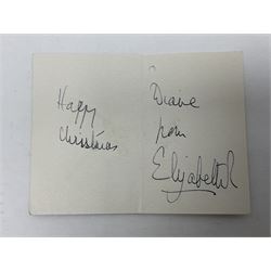 HM Elizabeth II - four Christmas gift tags each of a different design and shape but all inscribed to Diane from Elizabeth R with three also inscribed Happy Christmas (4)