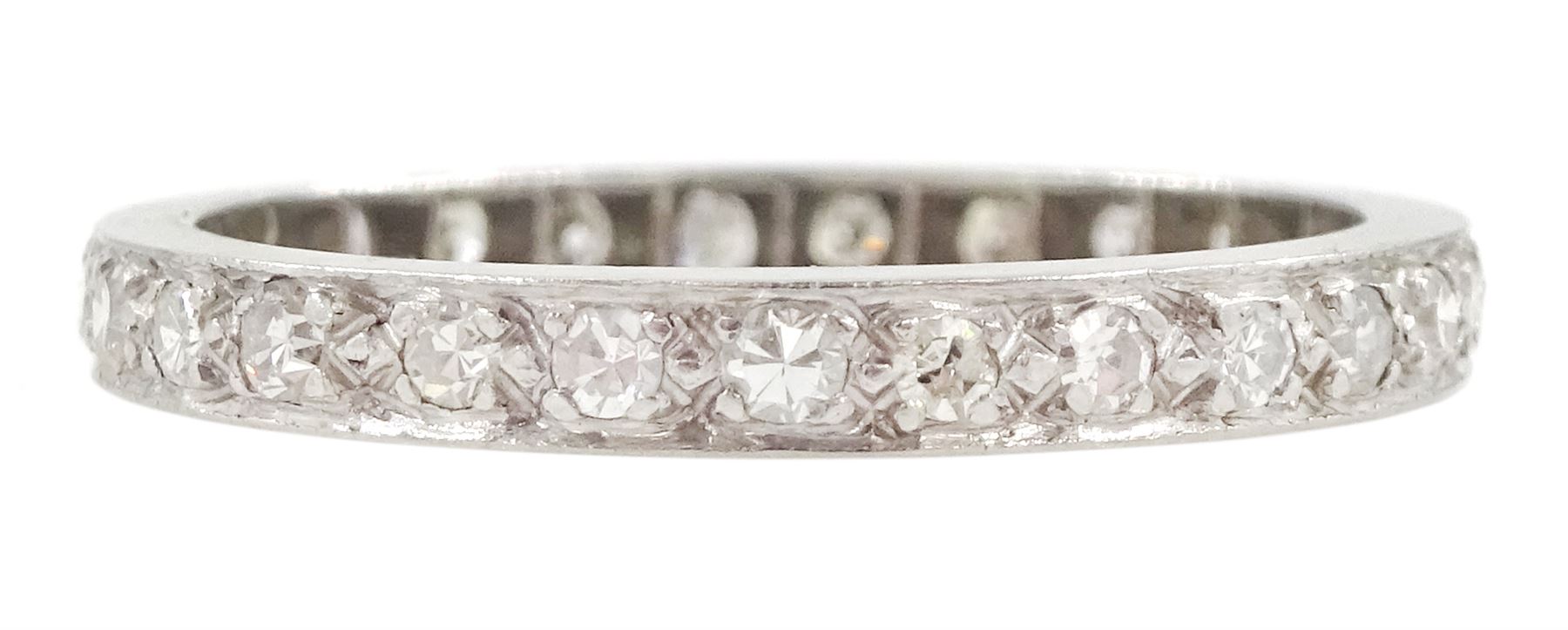 Early-mid 20th century platinum diamond full eternity ring, total diamond weight approx 0.25 carat