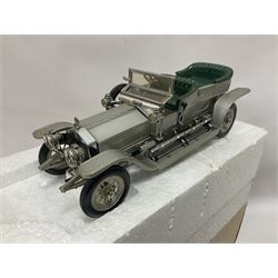 Franklin Mint - six 1:24 scale die-cast Rolls-Royce models comprising 1907 Rolls-Royce ‘The Silver Ghost’, boxed with original packaging and paperwork, 1929 Rolls-Royce ‘Phantom I’ with original packing, 1914 Rolls-Royce, 1911 Rolls-Royce, 1955 Rolls-Royce ‘Silver Cloud 1’, and 1992 Rolls-Royce Corniche IV 