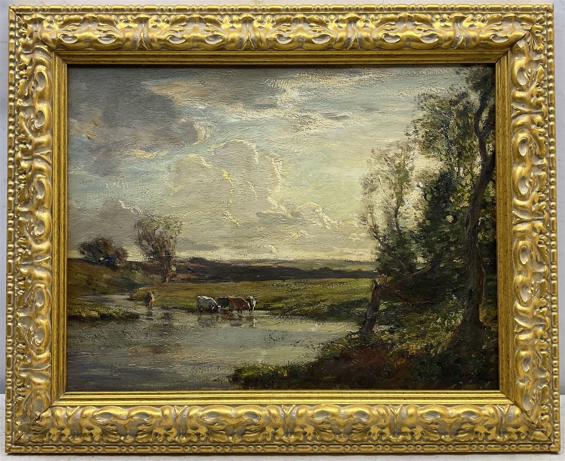 Arthur A Friedenson (Staithes Group 1872-1955): Cattle by the Riverside, oil on canvas signed and dated 1915, 45cm x 59cm 
Provenance: private collection, purchased David Duggleby Ltd 9th December 2013 Lot 214