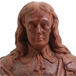 19th century terracotta library bust of John Milton (1608-1674) H29cm