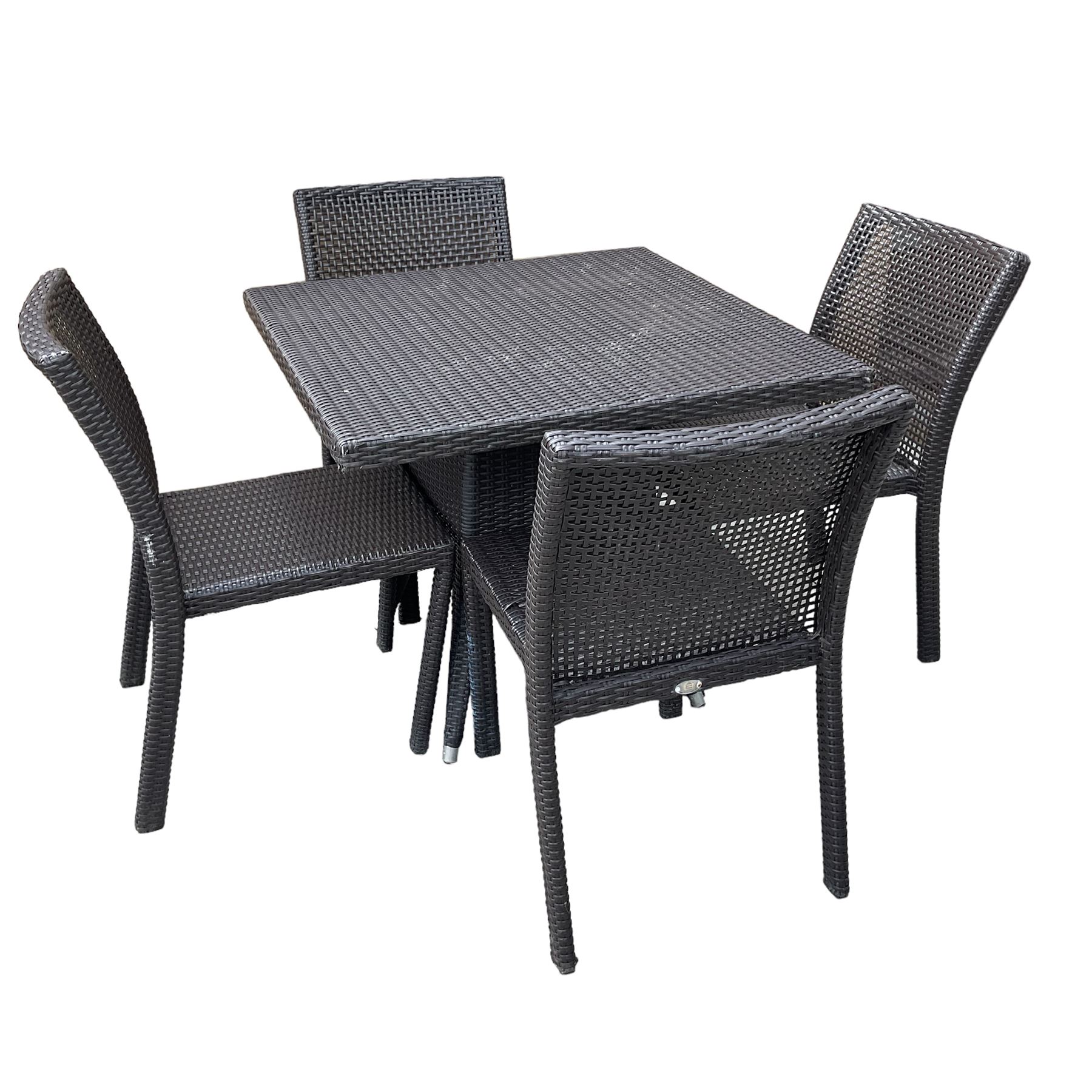 2 x Rattan House square rattan garden table and four chairs