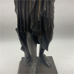 Bronzed figure of a woman in neoclassical dress, H39cm