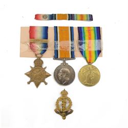 WWI trio of medals, comprising Victory Medal, 1914-15 Star with clasp and British War meda...