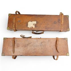 Leather 12 bore shotgun case with the label of Charles Francis & Son, Peterborough, the co...