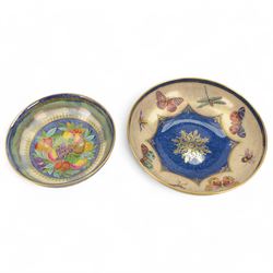 Aynsley Fairyland Butterfly lustre bowl, together with a similar Minton lustre bowl, decor...