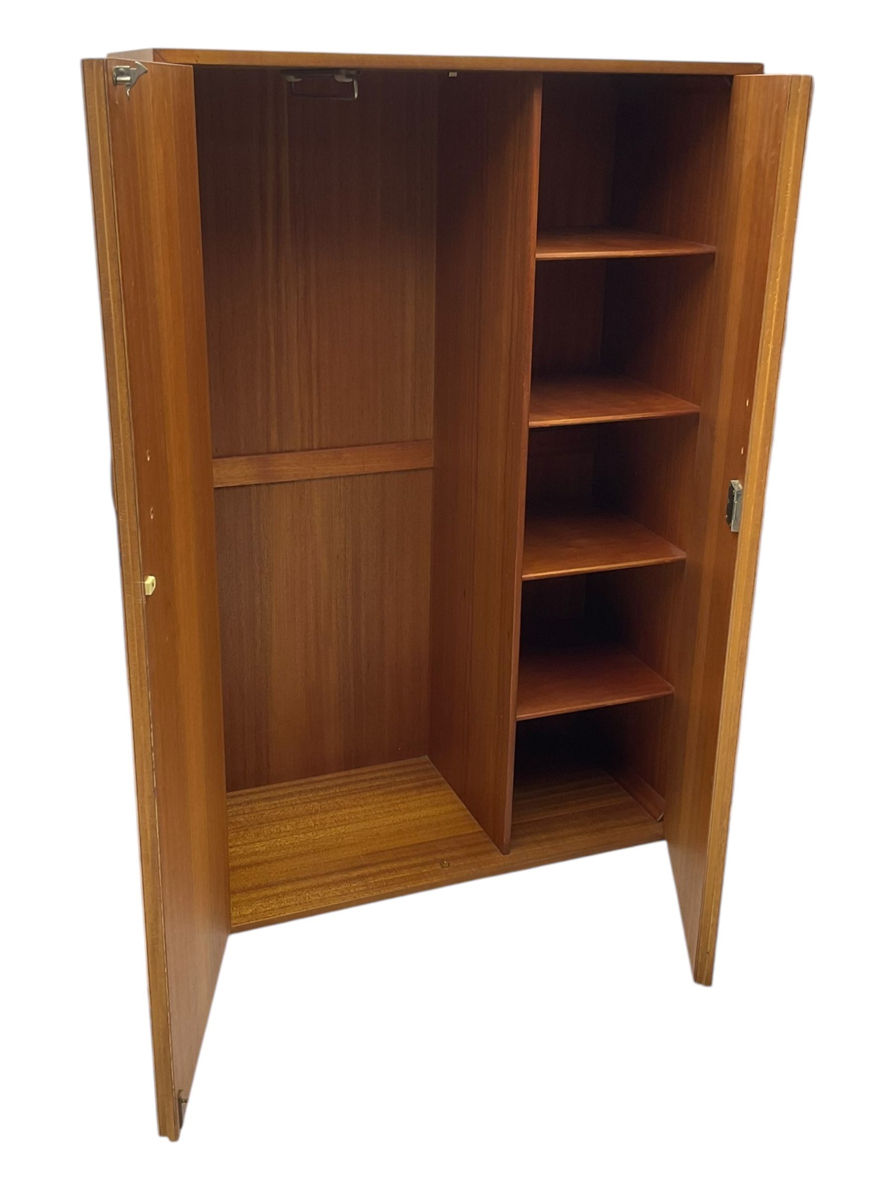 Ladderax - mid-20th century teak wall unit system, various shelves, wardrobe unit, single drawer unit, three drawer unit