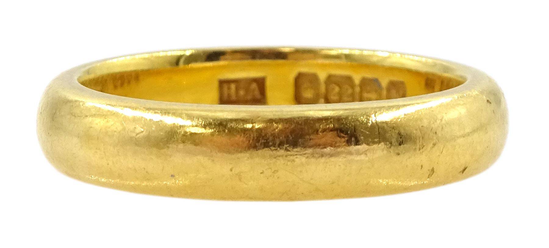 Early 20th century 22ct gold wedding band, Birmingham 1936