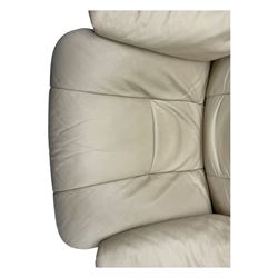 Ekornes Stressless - swivel armchair upholstered in cream leather (W81cm, H103cm); together with matching stool (W49cm)