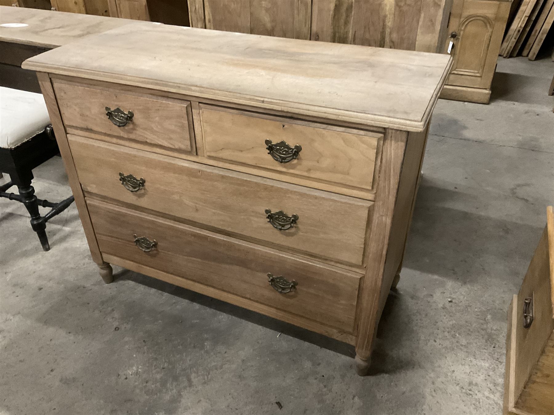 Edwardian satin walnut chest, fitted with two short over two long drawers, raised on turned feet - THIS LOT IS TO BE COLLECTED BY APPOINTMENT FROM THE OLD BUFFER DEPOT, MELBOURNE PLACE, SOWERBY, THIRSK, YO7 1QY