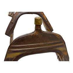 Late 19th to early 20th century hardwood and metal mounted camel saddle 