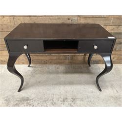 Rosewood finish console dressing table, fitted with two soft-close drawers