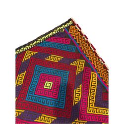 Flatweave geometric design runner rug, decorated with trailing lozenges decorated with hooked motifs, within zig-zag bands, bright multi-coloured ground 