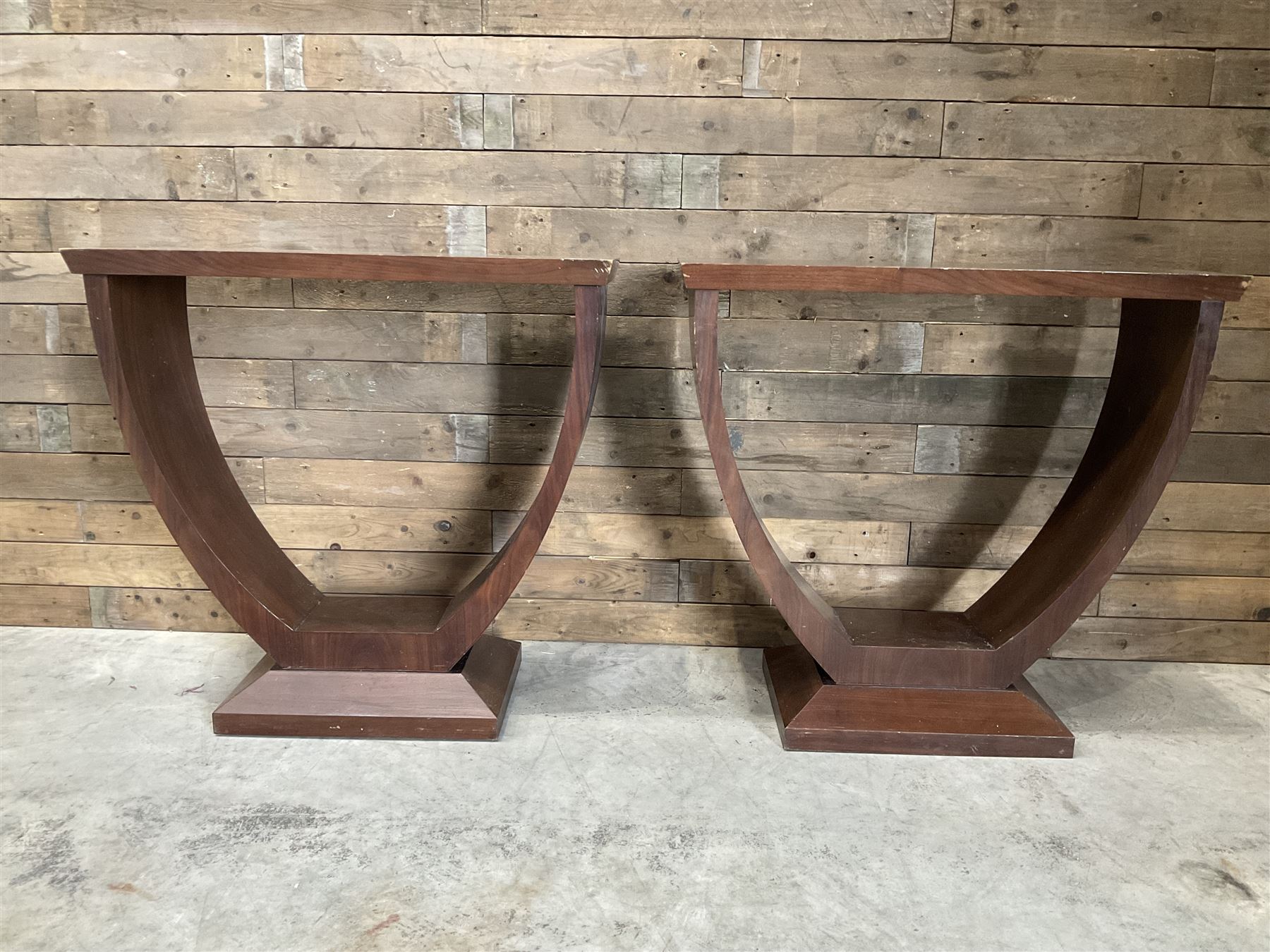 Pair of walnut console tables