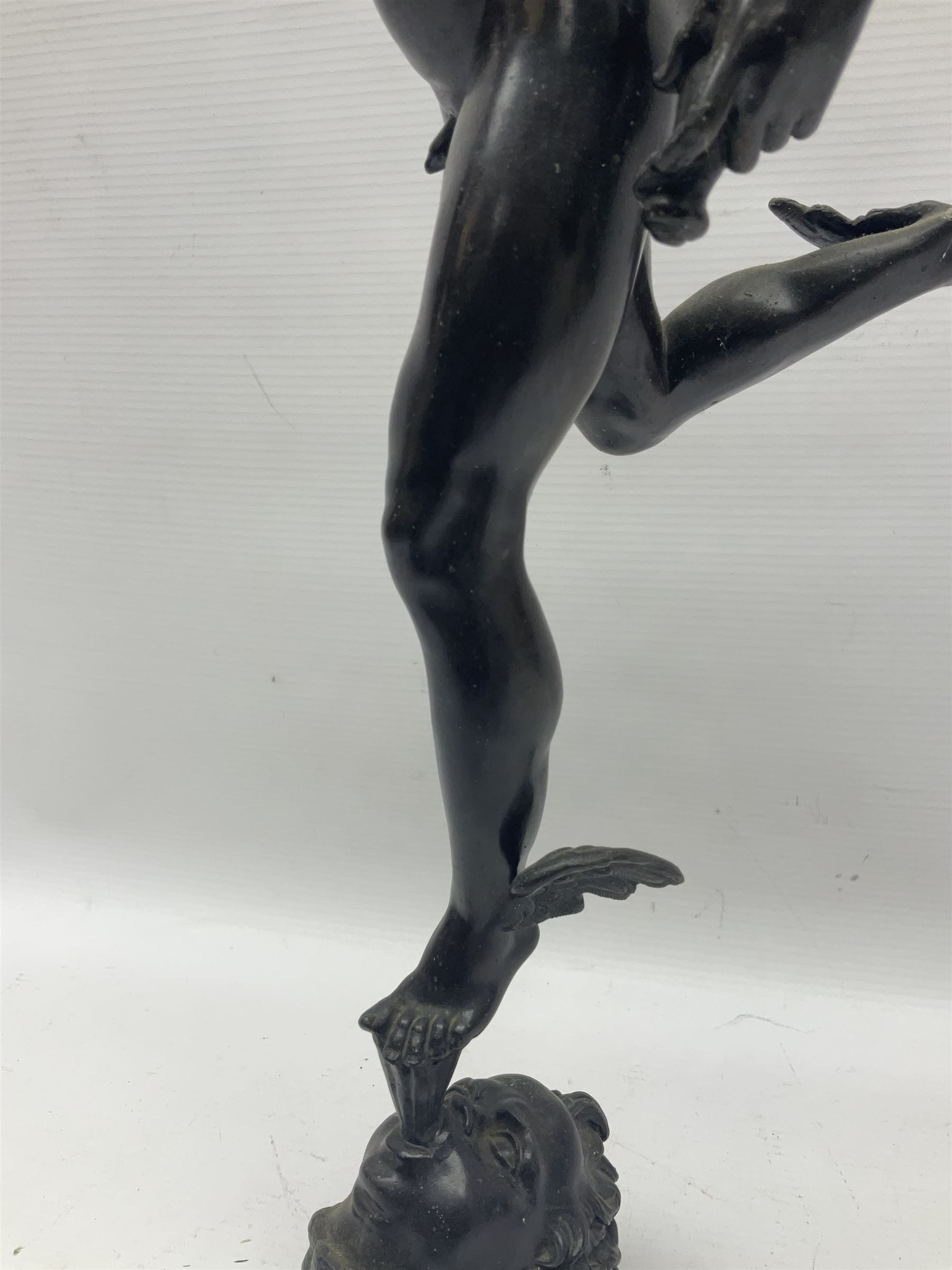 After Giambologna, bronzed figure of Hermes pointing to the sky, H55cm