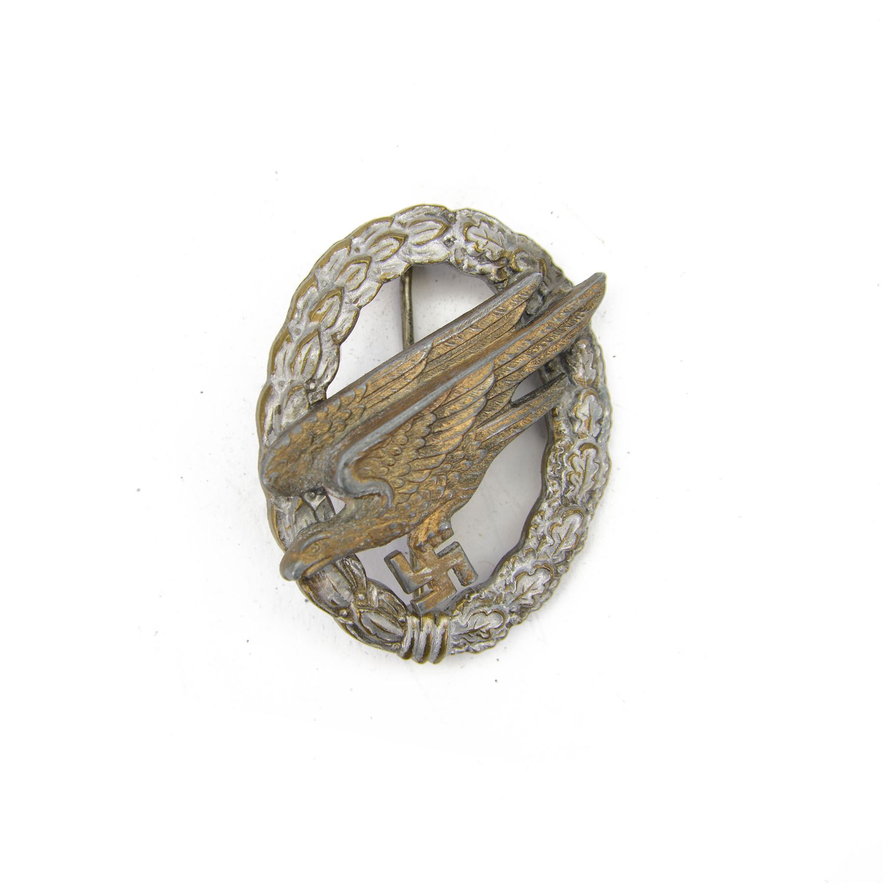 WWII Third Reich Nazi German Luftwaffe Paratrooper (Fallschirmjäger) badge, stamped B & N L to the back