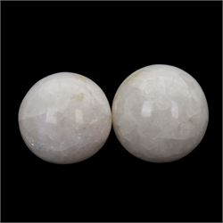 Pair of milk calcite spheres, D10cm 