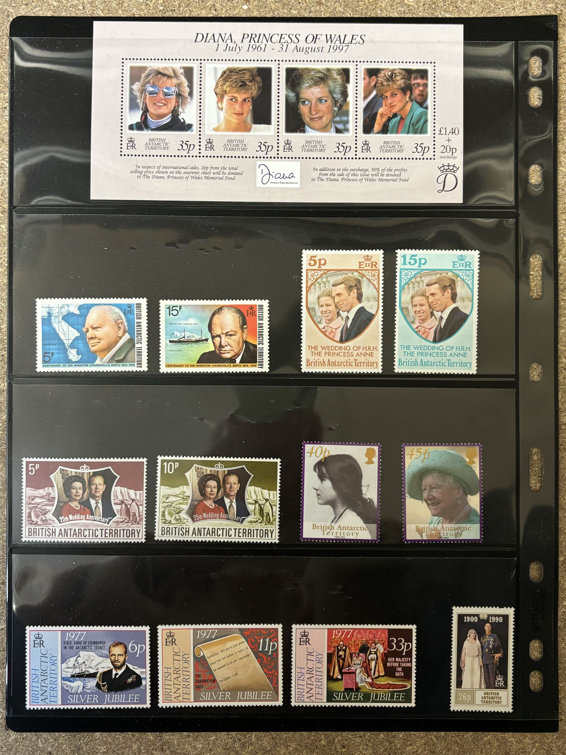 Queen Elizabeth II British Antarctic Territory mint stamps, including 1963-1969 SG 1 to 15a from half penny to both one pound values, 1993 SG 218-229 etc and a small number of Australian Antarctic Territory stamps, housed on stock pages