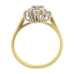 18ct gold nine stone round brilliant cut diamond cluster ring, Birmingham 1989, total diamond weight approx 0.65 carat