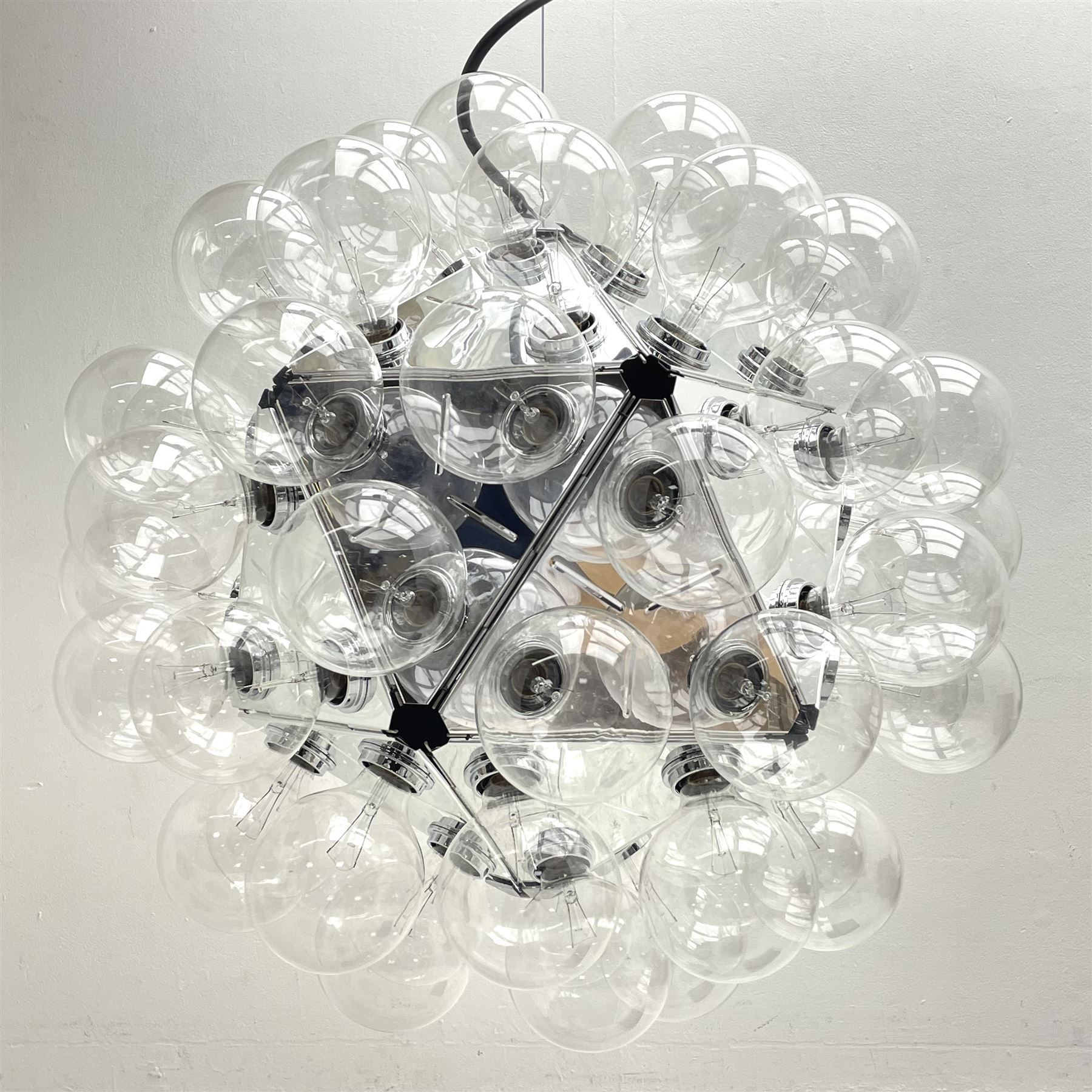 Achille Castiglioni for FLOS - 'Taraxacum 88 Suspension 1' polished aluminium suspension ceiling lamp housing sixty light bulbs