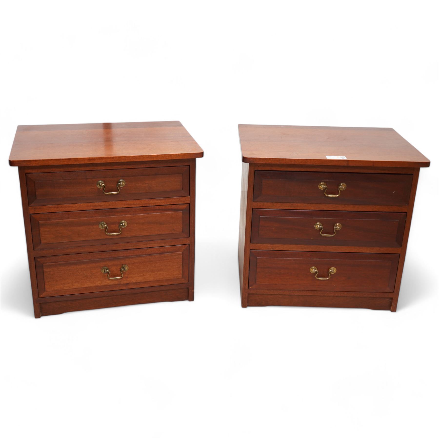 Pair of hardwood bedside chests, each fitted with three drawers 