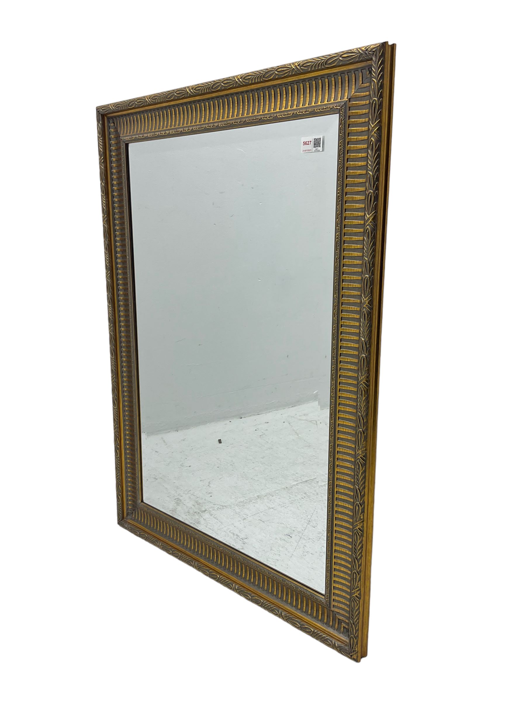 Rectangular gilt frame wall mirror, bevelled plate