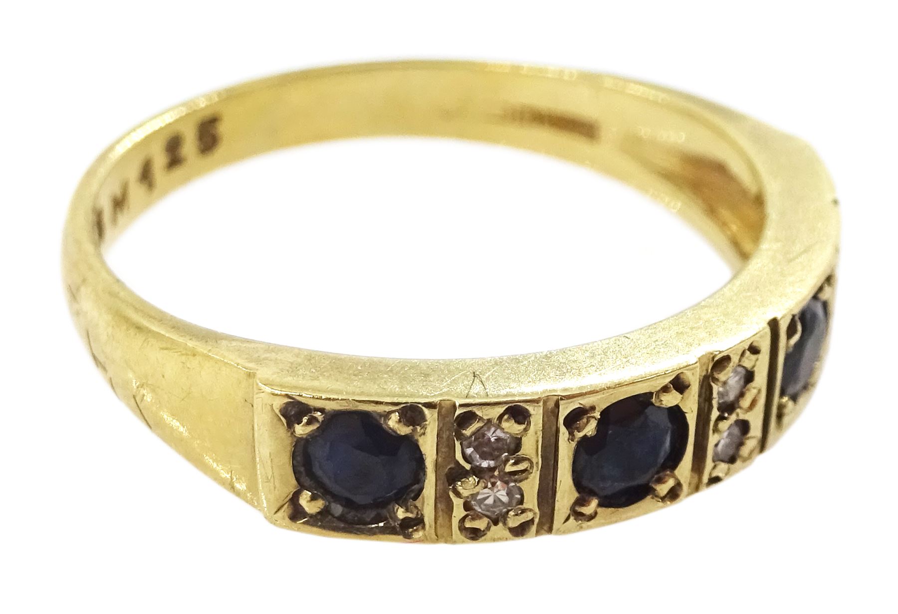 9ct gold sapphire and diamond half eternity ring, hallmarked